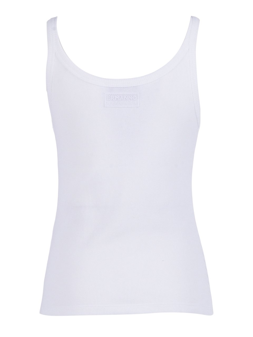 Ermanno Scervino Ribbed Floral Embroidered Tank Top Wit