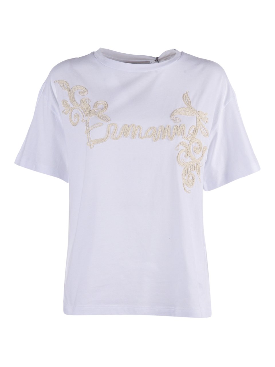 Ermanno Scervino White Short Sleeve Embroidered T-Shirt Wit