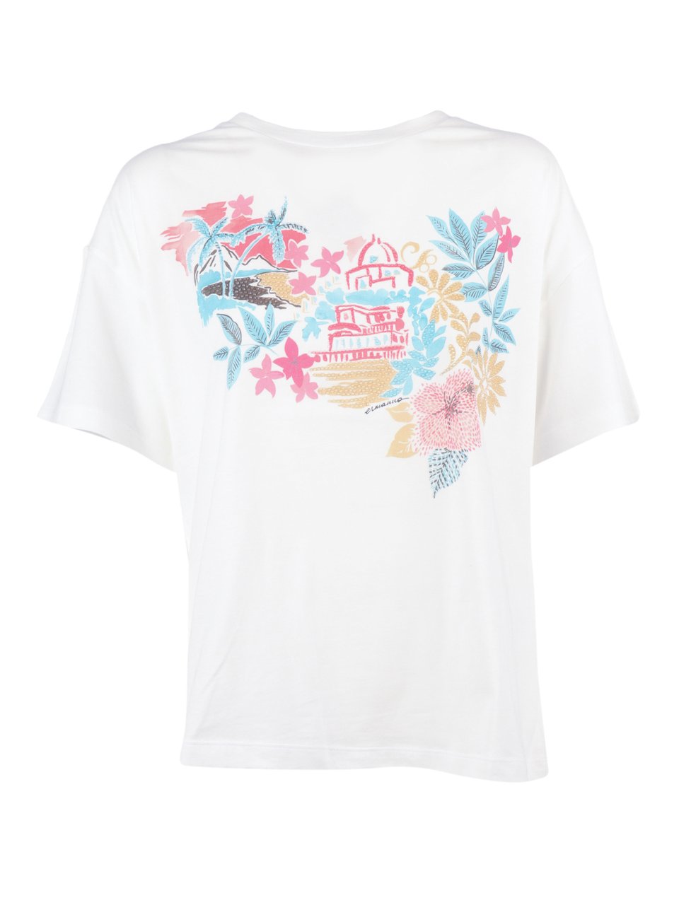 Ermanno Scervino Floral Architectural Print T-Shirt Wit
