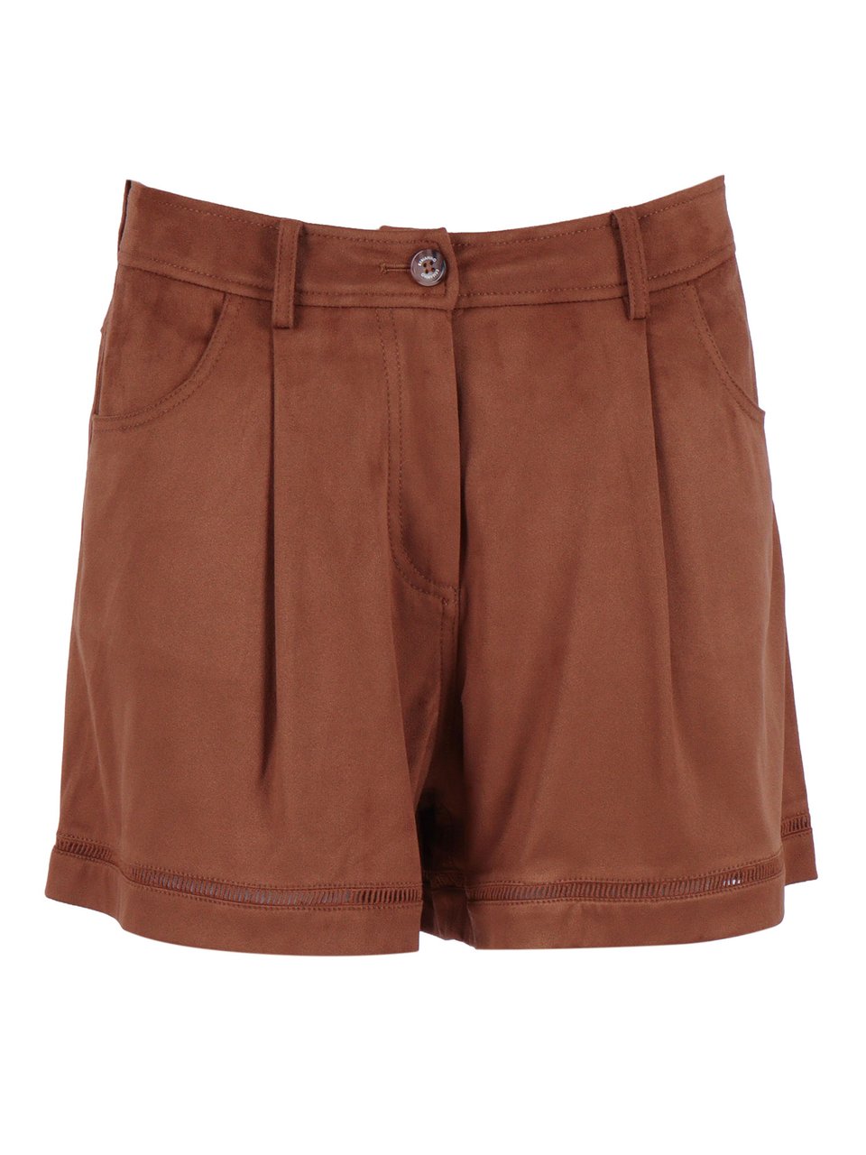 Ermanno Scervino Tailored Suede Brown Shorts Bruin