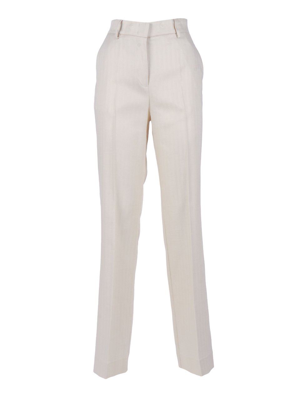 Ermanno Scervino Straight Leg Herringbone Straight-Leg Pants Wit