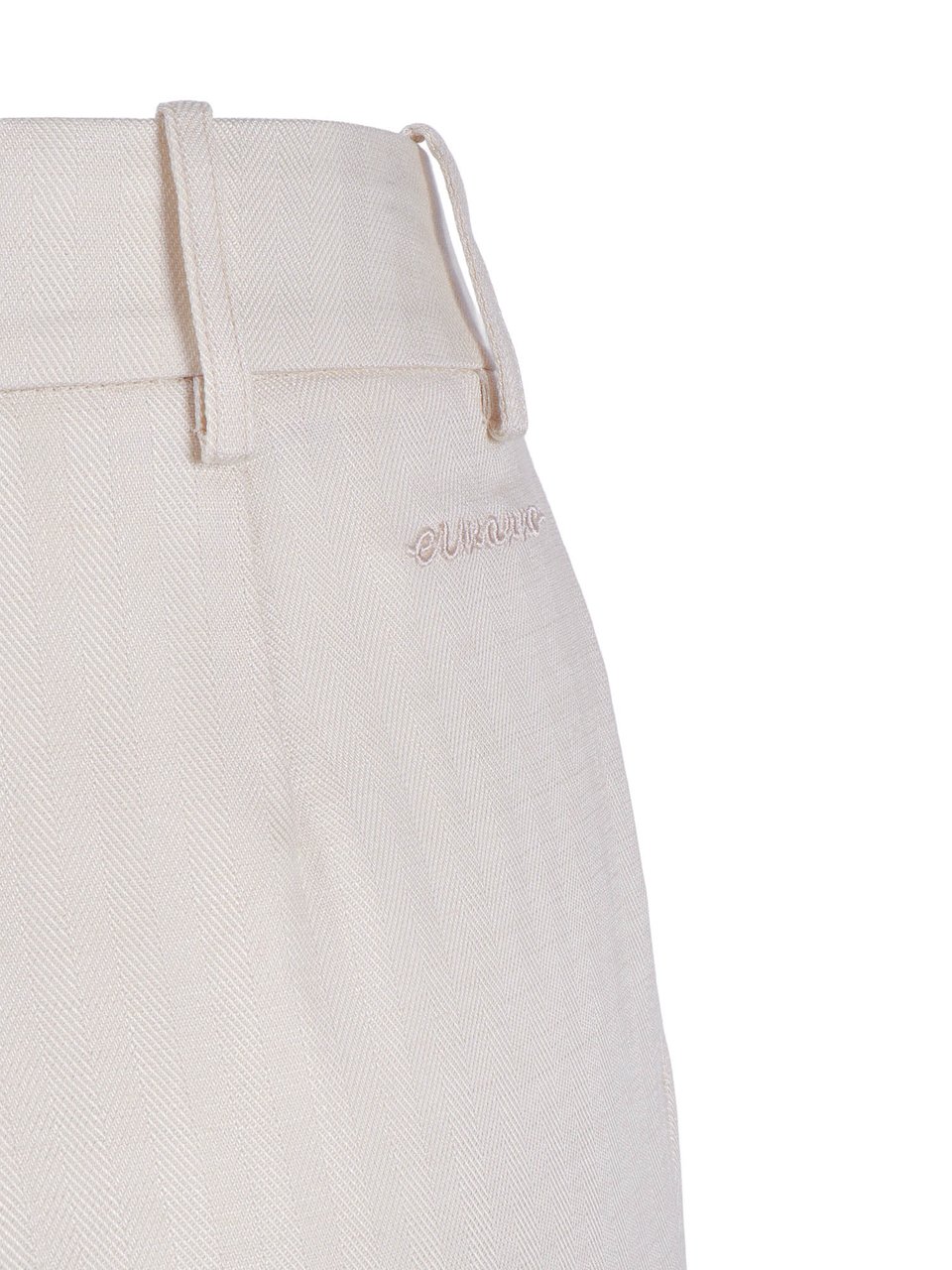 Ermanno Scervino Straight Leg Herringbone Straight-Leg Pants Wit