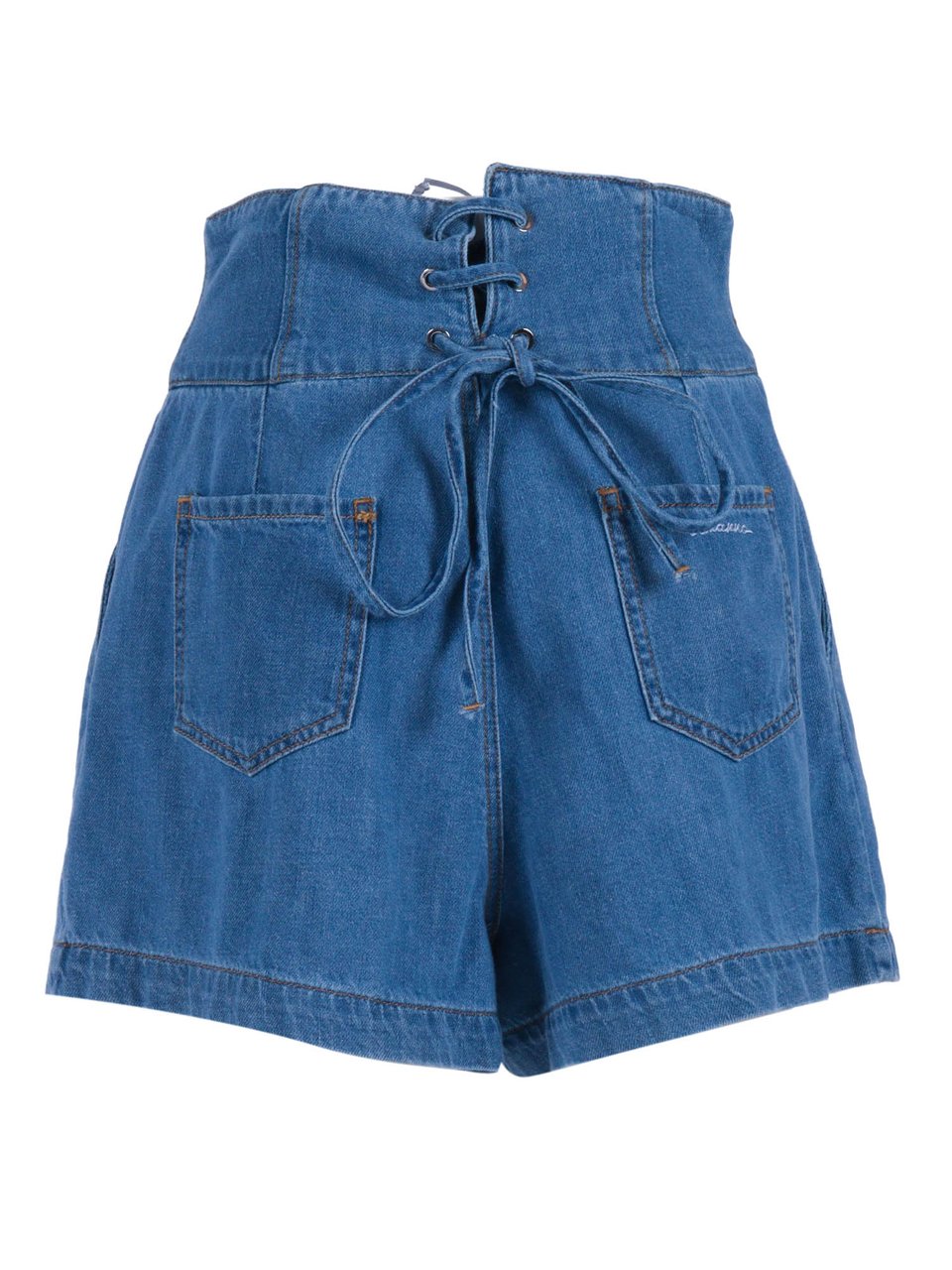 Ermanno Scervino High Waisted Corset Denim Shorts Blauw