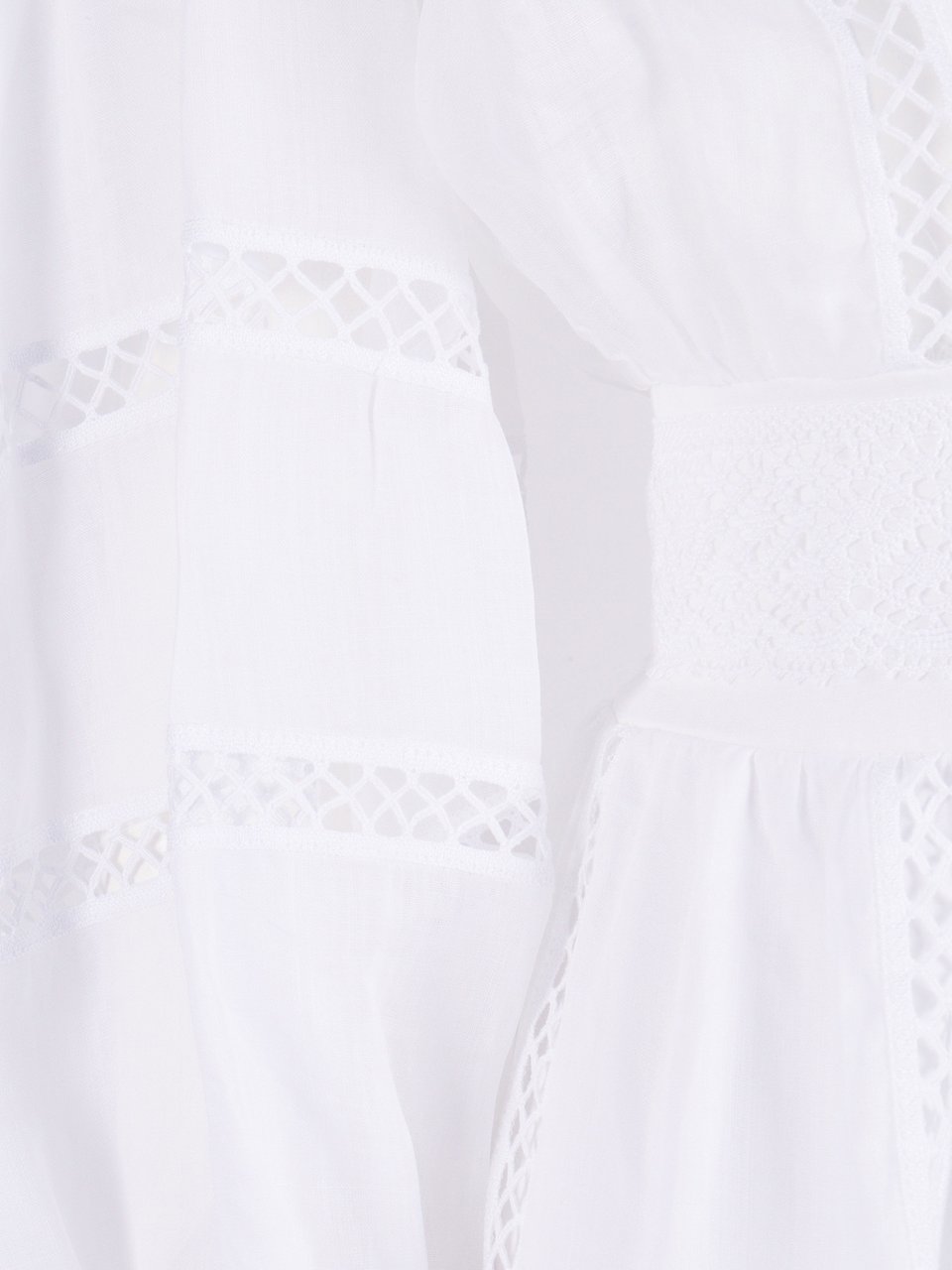 Ermanno Scervino Puff Sleeve Lace Mini Dress Wit