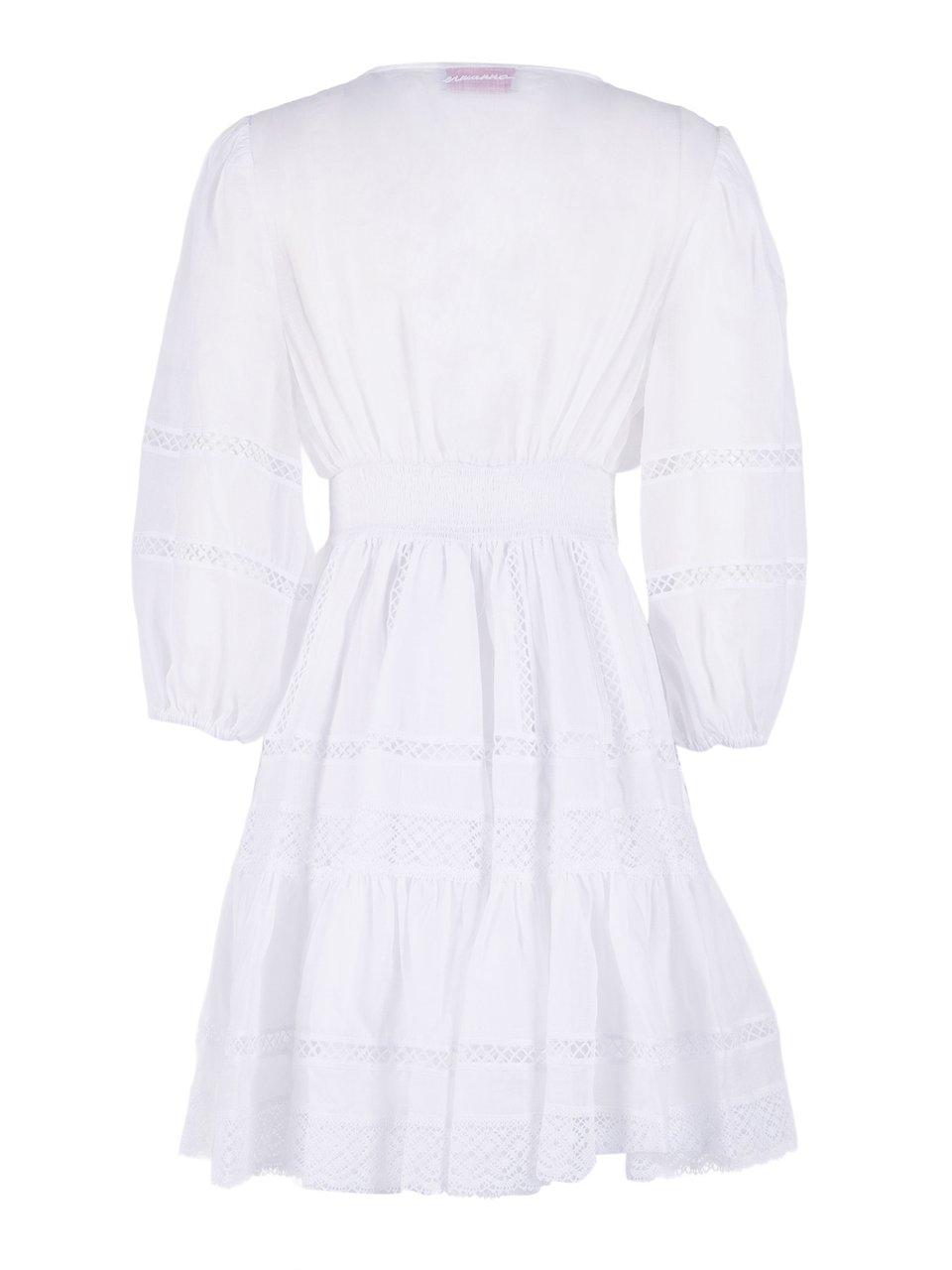 Ermanno Scervino Puff Sleeve Lace Mini Dress Wit