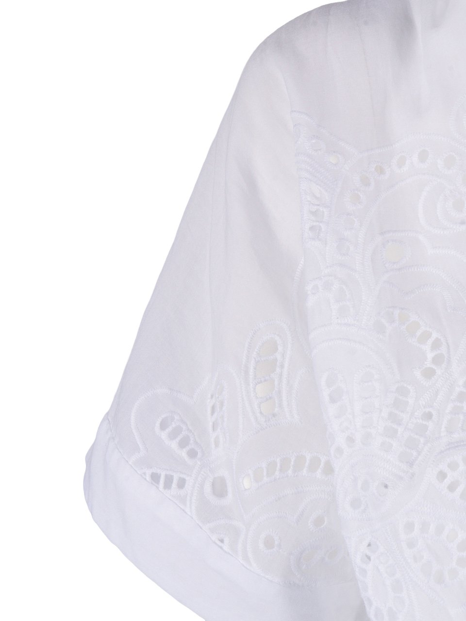 Ermanno Scervino Eyelet Embroidery Cinched Mini Dress Wit