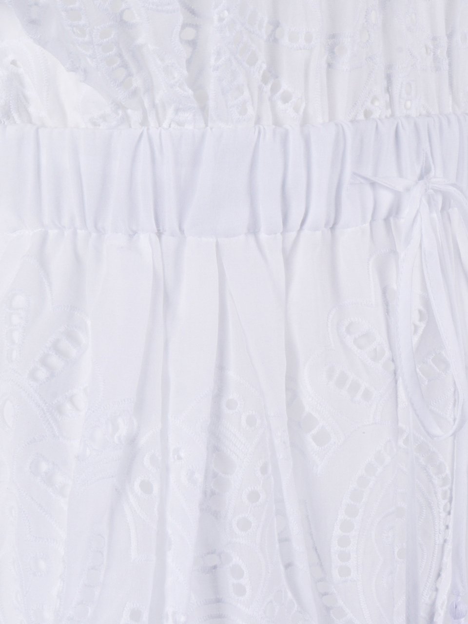 Ermanno Scervino Eyelet Embroidery Cinched Mini Dress Wit