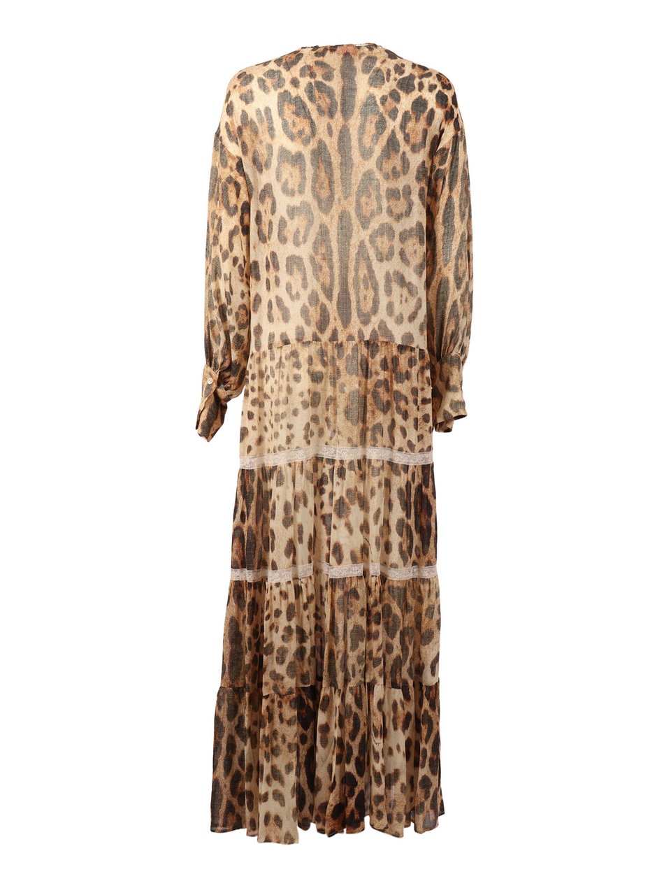 Ermanno Scervino Leopard Print Lace Maxi Dress Bruin