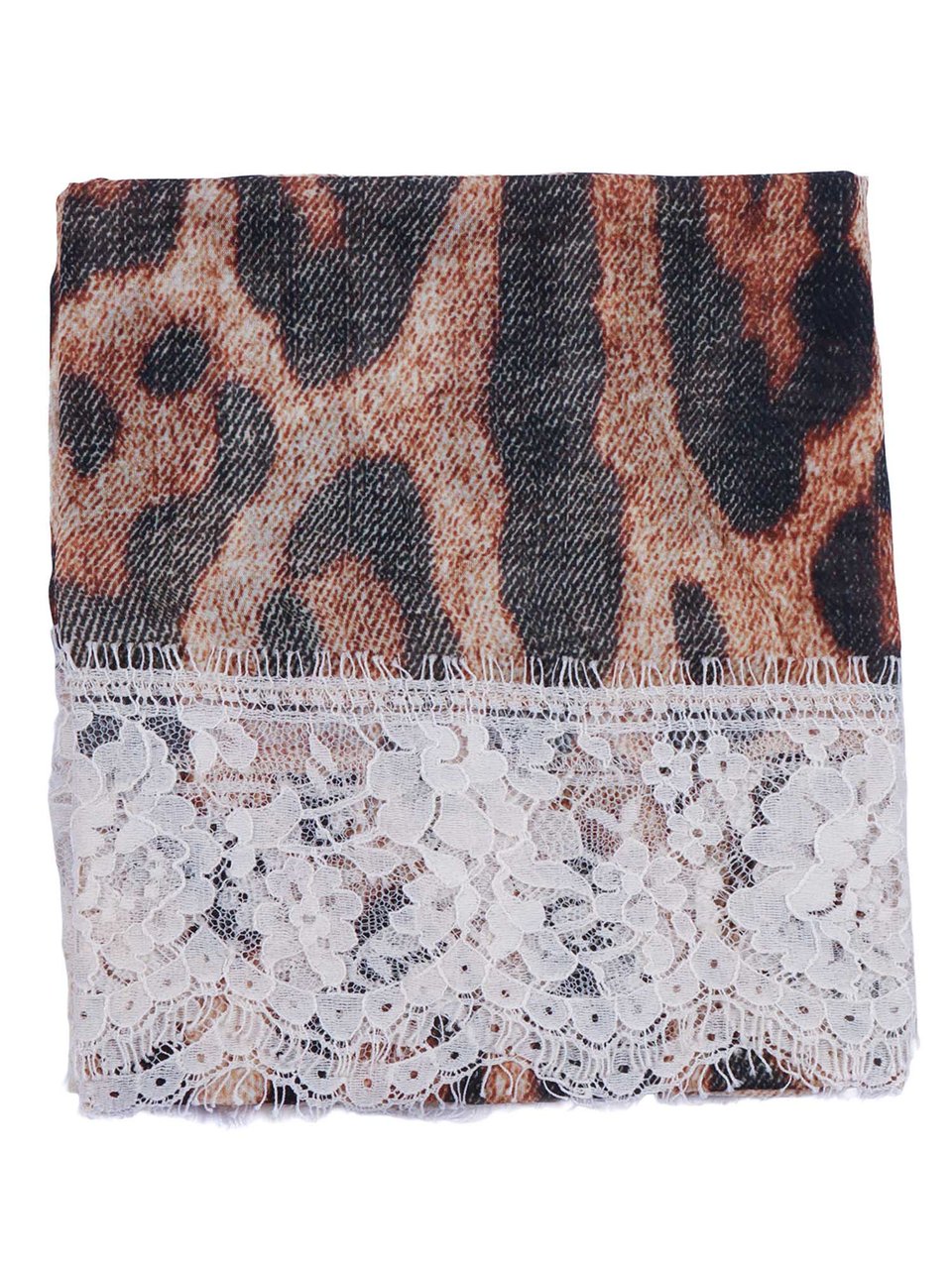 Ermanno Scervino Animal Print Floral Foulard Scarf Wit