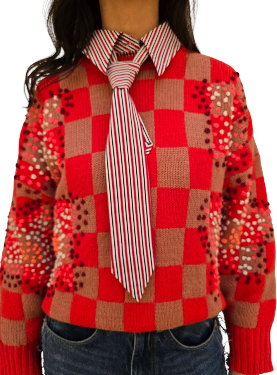 Essentiel Antwerp Pull damier camel orange fleurs pointillées Essentiel Antwerp Femme INTER I1S1 Divers