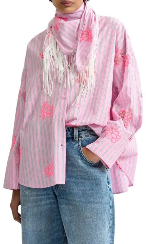Essentiel Antwerp Chemise rayée rose gris fleurs sequins Essentiel Antwerp Femme Jalinki J1CO Divers