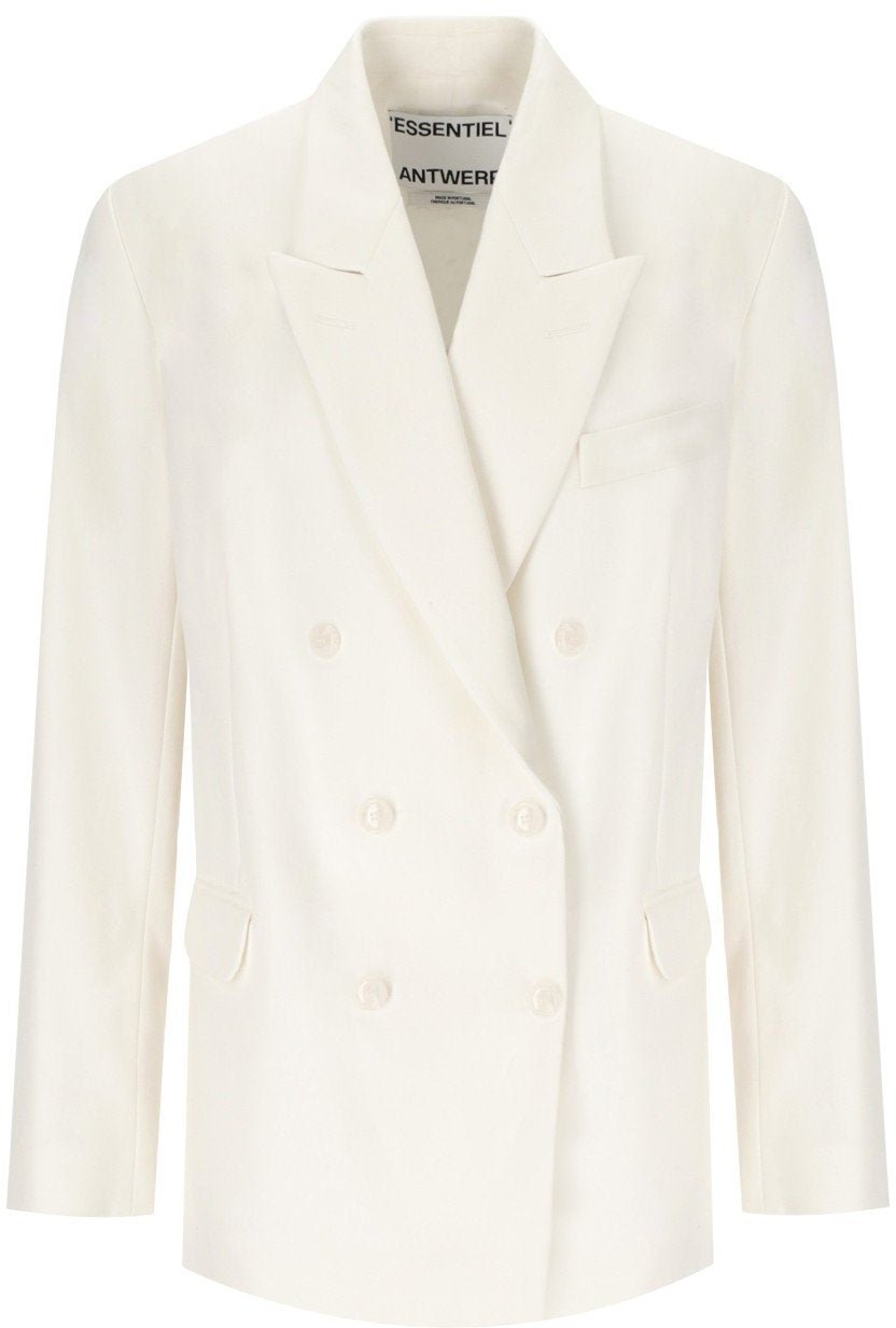 Essentiel Antwerp ESSENTIEL ANTWERP HOLLOW PINSTRIPED DOUBLE-BREASTED JACKET Wit