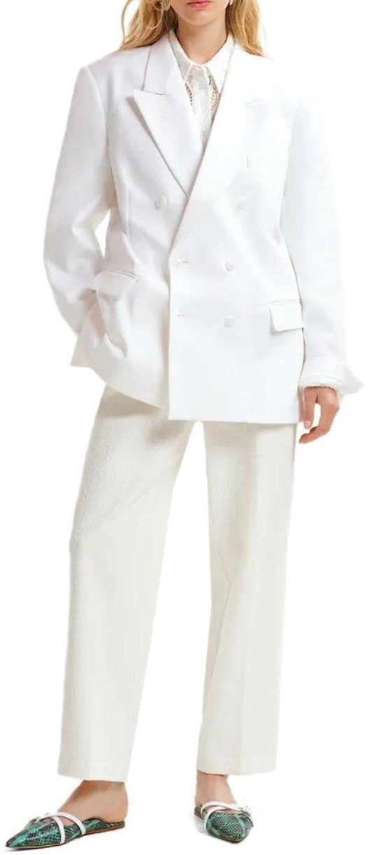 Essentiel Antwerp ESSENTIEL ANTWERP HOLLOW PINSTRIPED DOUBLE-BREASTED JACKET Wit