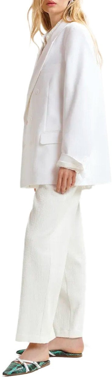 Essentiel Antwerp ESSENTIEL ANTWERP HOLLOW PINSTRIPED DOUBLE-BREASTED JACKET Wit