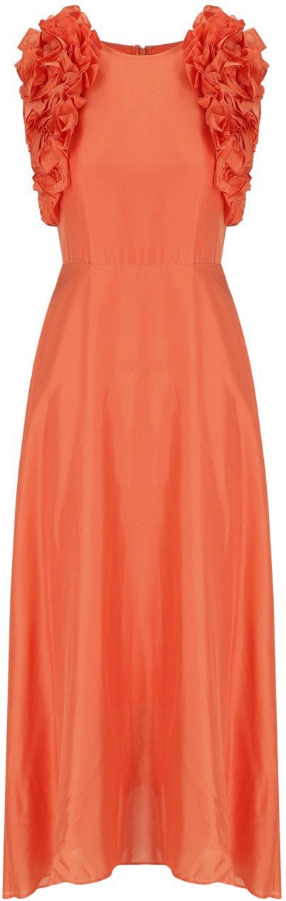 Essentiel Antwerp ESSENTIEL ANTWERP HEXICO CORAL MIDI DRESS Oranje