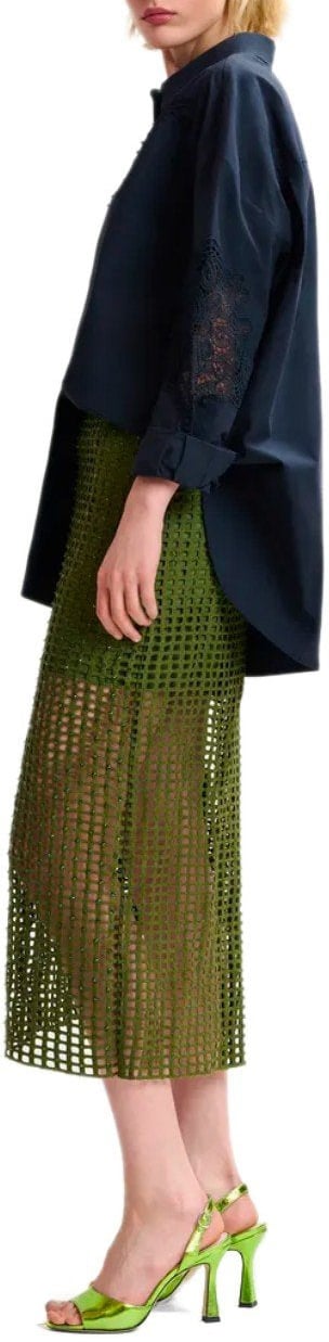 Essentiel Antwerp ESSENTIEL ANTWERP HANDKERCHIEF KHAKI MIDI SKIRT Groen