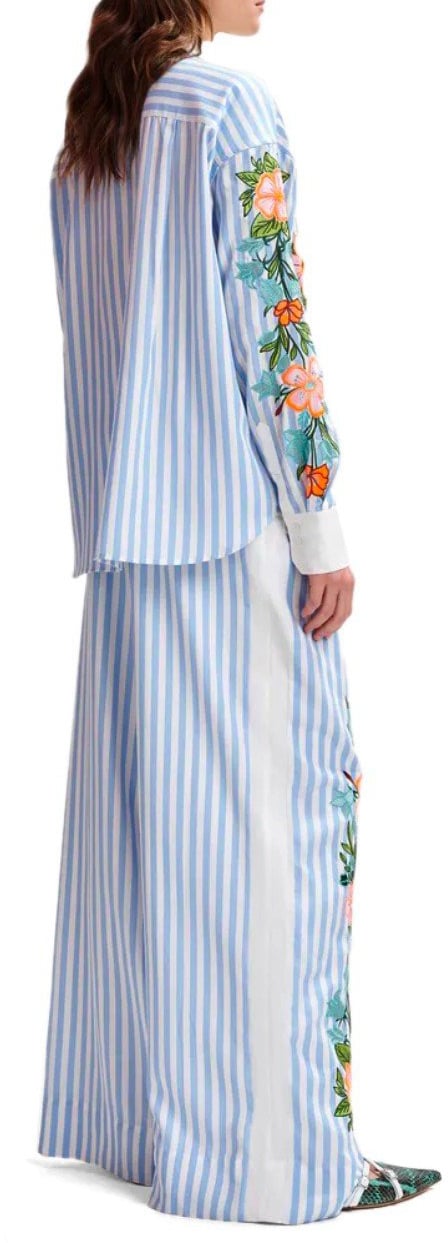 Essentiel Antwerp ESSENTIEL ANTWERP HEVON2 WHITE AND LIGHT BLUE PANTS Lichtblauw