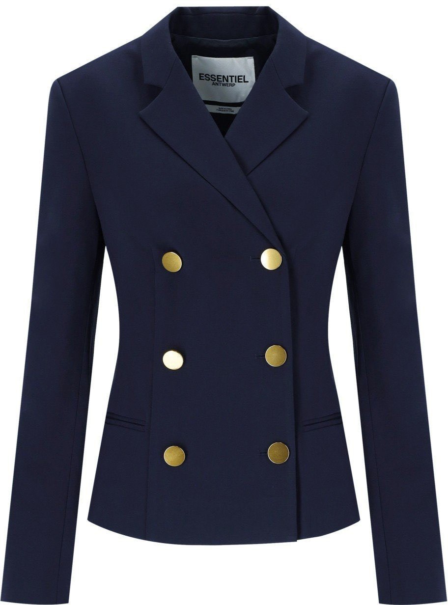 Essentiel Antwerp ESSENTIEL ANTWERP IRTHA NAVY DOUBLE-BREASTED BLAZER Blauw