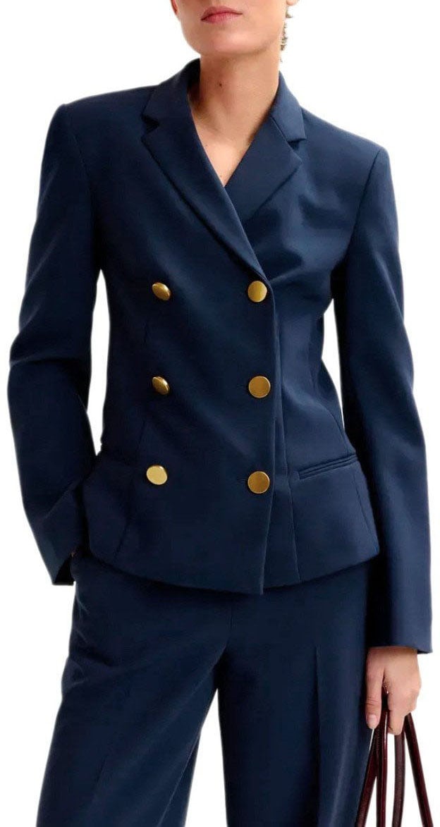 Essentiel Antwerp ESSENTIEL ANTWERP IRTHA NAVY DOUBLE-BREASTED BLAZER Blauw