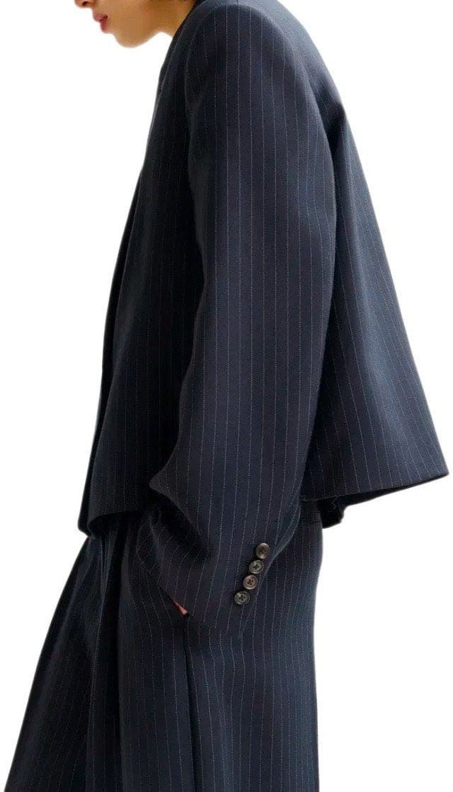 Essentiel Antwerp ESSENTIEL ANTWERP ITZLE NAVY CROPPED BLAZER Blauw