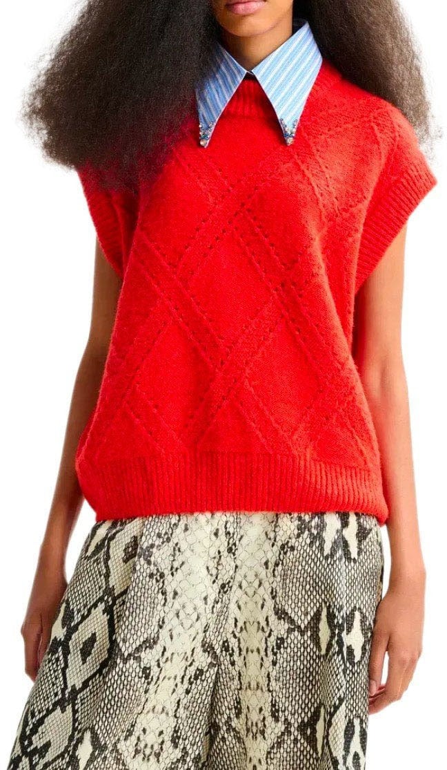 Essentiel Antwerp ESSENTIEL ANTWERP IMPORT KNITTED VEST Rood