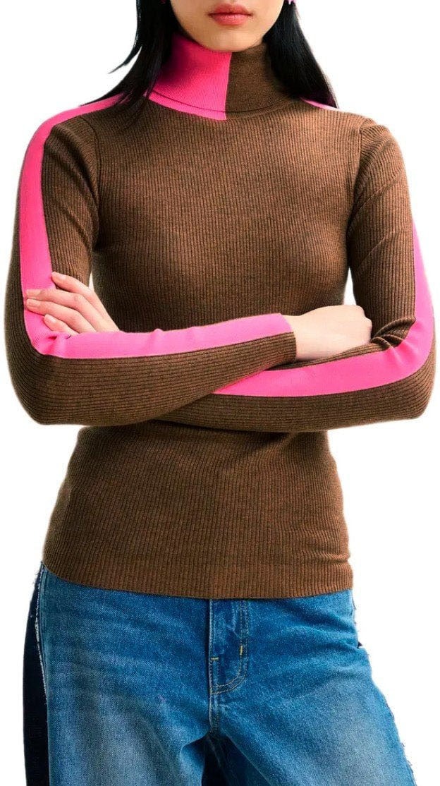 Essentiel Antwerp ESSENTIEL ANTWERP IFFORT BICOLOR TURTLENECK SWEATER Bruin