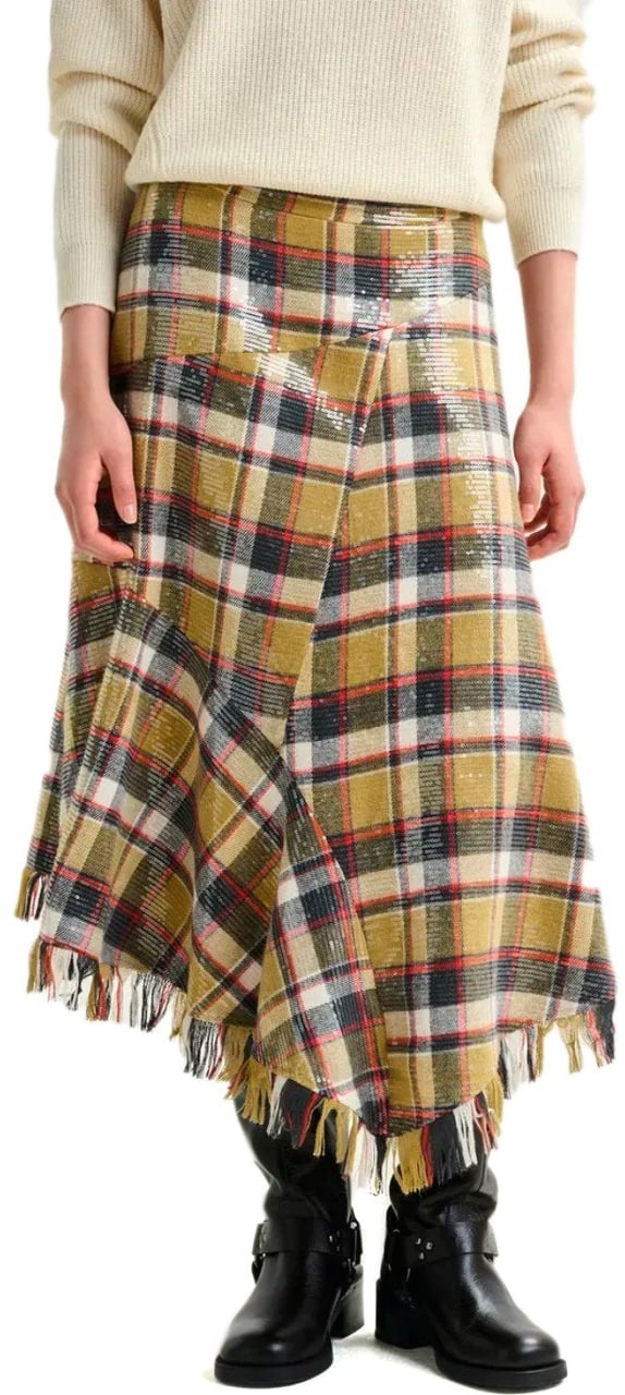 Essentiel Antwerp ESSENTIEL ANTWERP IPLAID MIDI SKIRT Beige