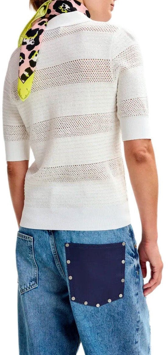 Essentiel Antwerp ESSENTIEL ANTWERP JARTS IVORY KNITTED POLOSHIRT Wit