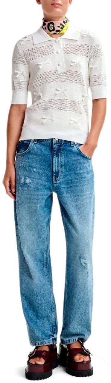 Essentiel Antwerp ESSENTIEL ANTWERP JARTS IVORY KNITTED POLOSHIRT Wit