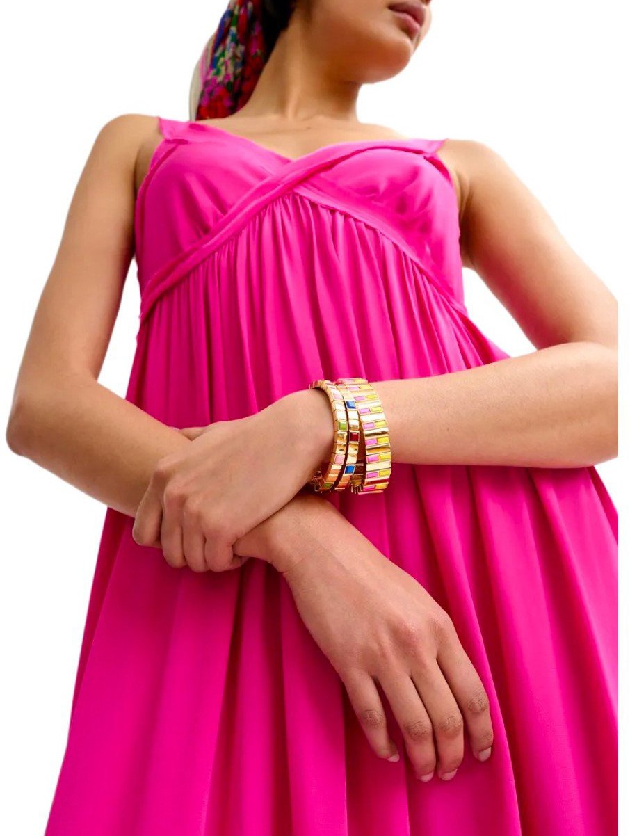 ESSENTIEL ANTWERP JACOBEAN FUCHSIA LONG DRESS Roze