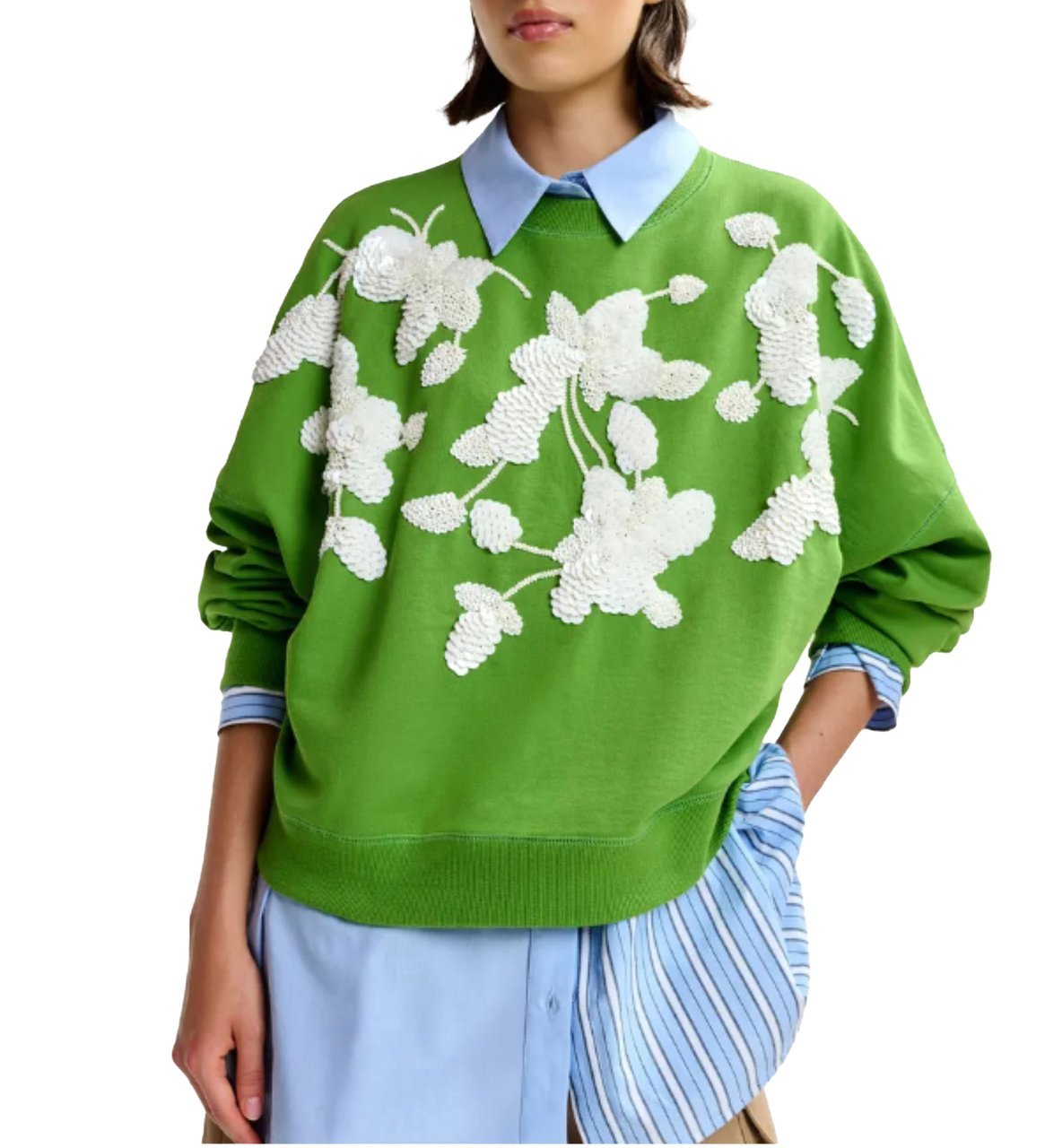 Essentiel Antwerp Essentiel Antwerp Embroidered Sweatshirt  Groen Jaga Groen