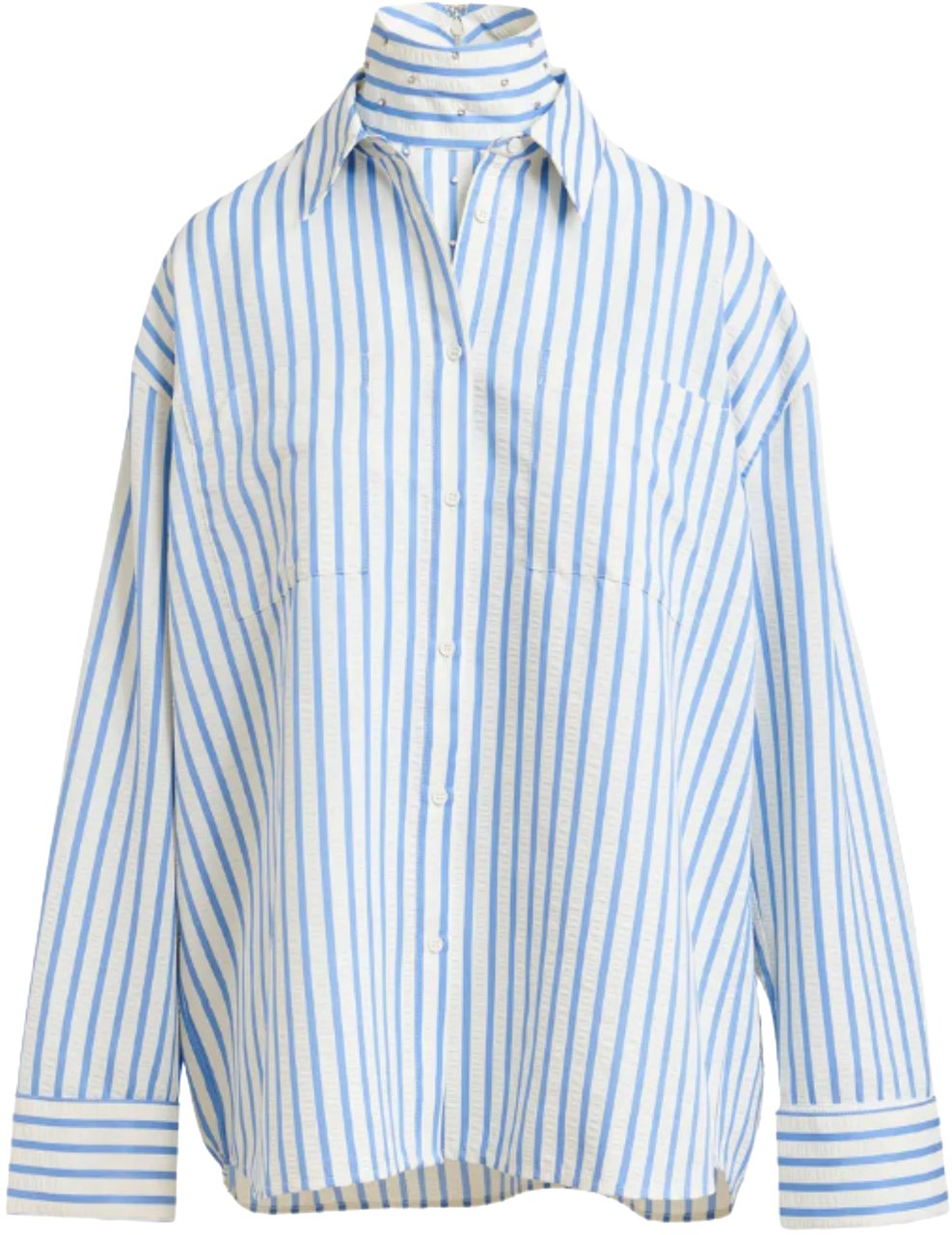 Essentiel Antwerp Essentiel Antwerp Shirt W/ Embellished Bib Blouses Lichtblauw Janna Blauw