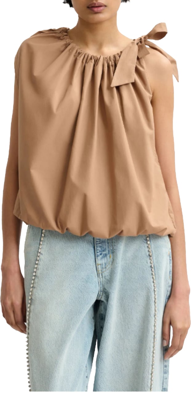 Essentiel Antwerp Essentiel Antwerp Smocked Top Tops Bruin Jaylah Bruin