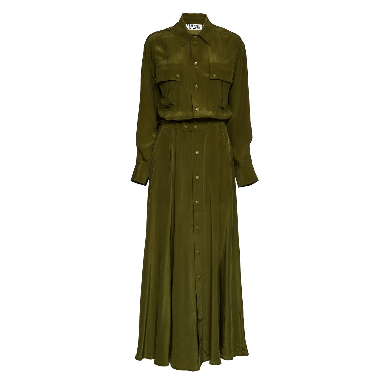 Essentiel Antwerp Jebba Layered Oversize Maxi Dress Groen