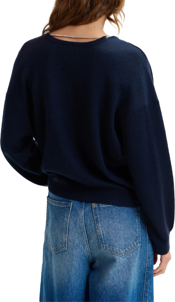 Essentiel Antwerp Pullover With Necklace Donkerblauw Jemini Blauw