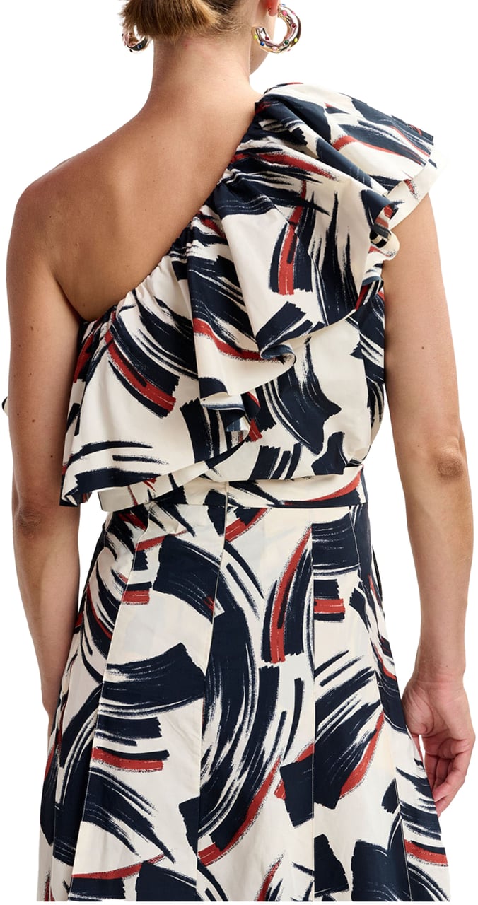 Essentiel Antwerp Essentiel Antwerp Asymmetric Ruffle Top Tops Ecru Jillian Wit