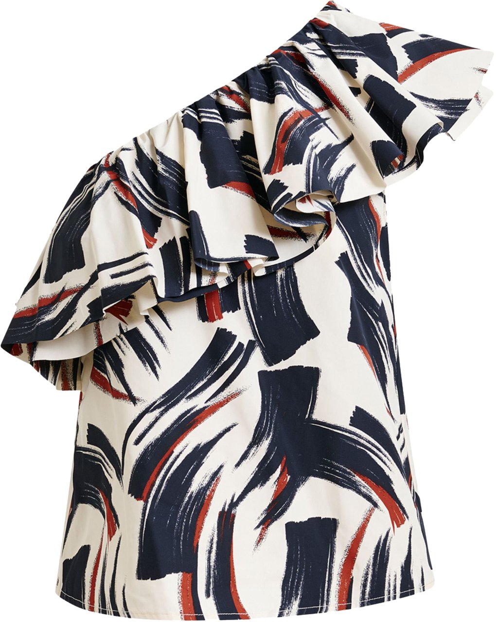 Essentiel Antwerp Essentiel Antwerp Asymmetric Ruffle Top Tops Ecru Jillian Wit