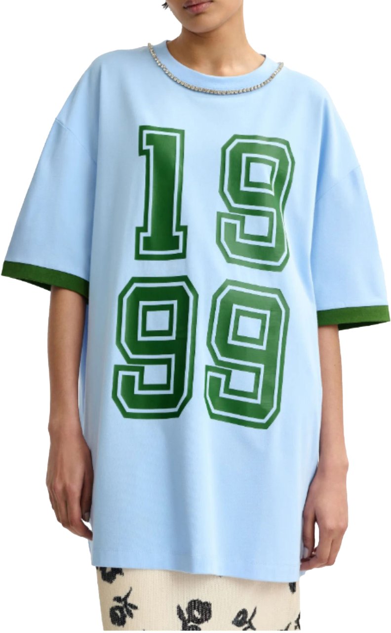 Essentiel Antwerp Essentiel Antwerp Printed Oversize Tee T-shirts Lichtblauw Jistrass Blauw