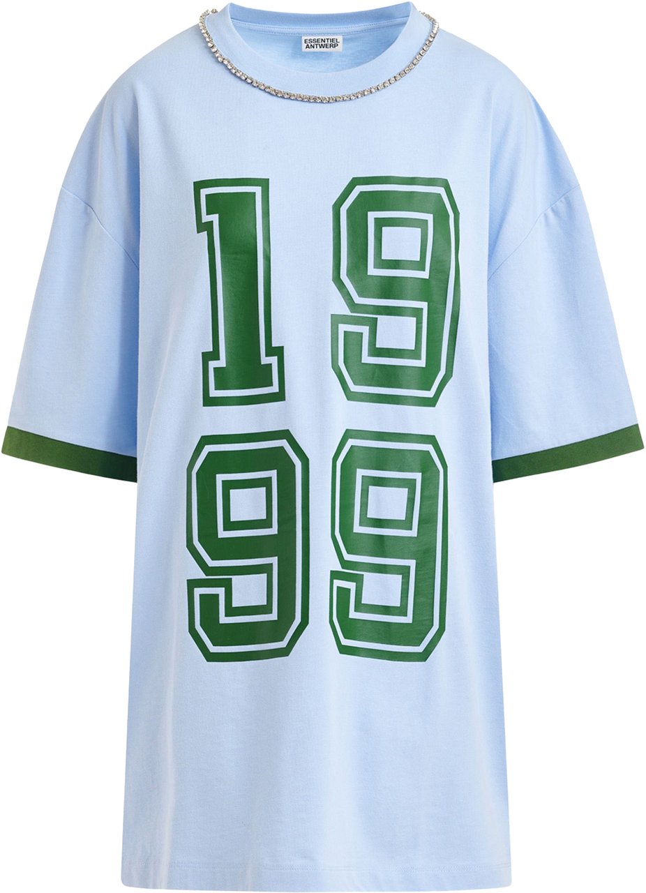 Essentiel Antwerp Essentiel Antwerp Printed Oversize Tee T-shirts Lichtblauw Jistrass Blauw