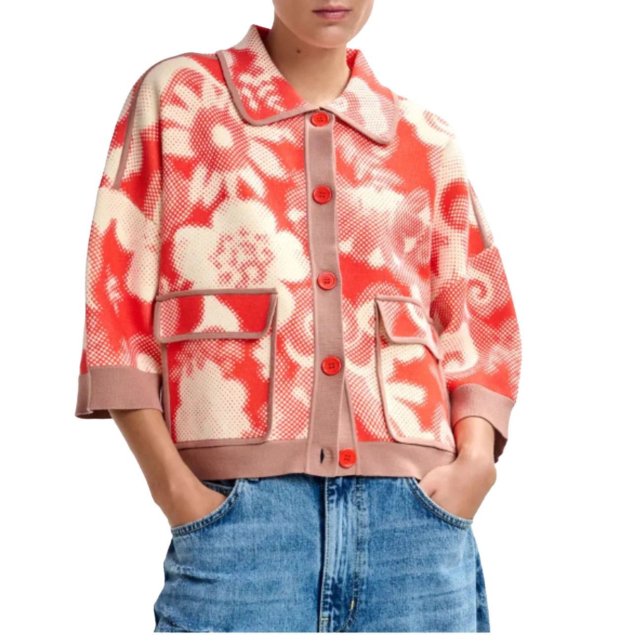 Essentiel Antwerp Essentiel Antwerp Printed Knit Jacket Jackets Oranje Joly Oranje