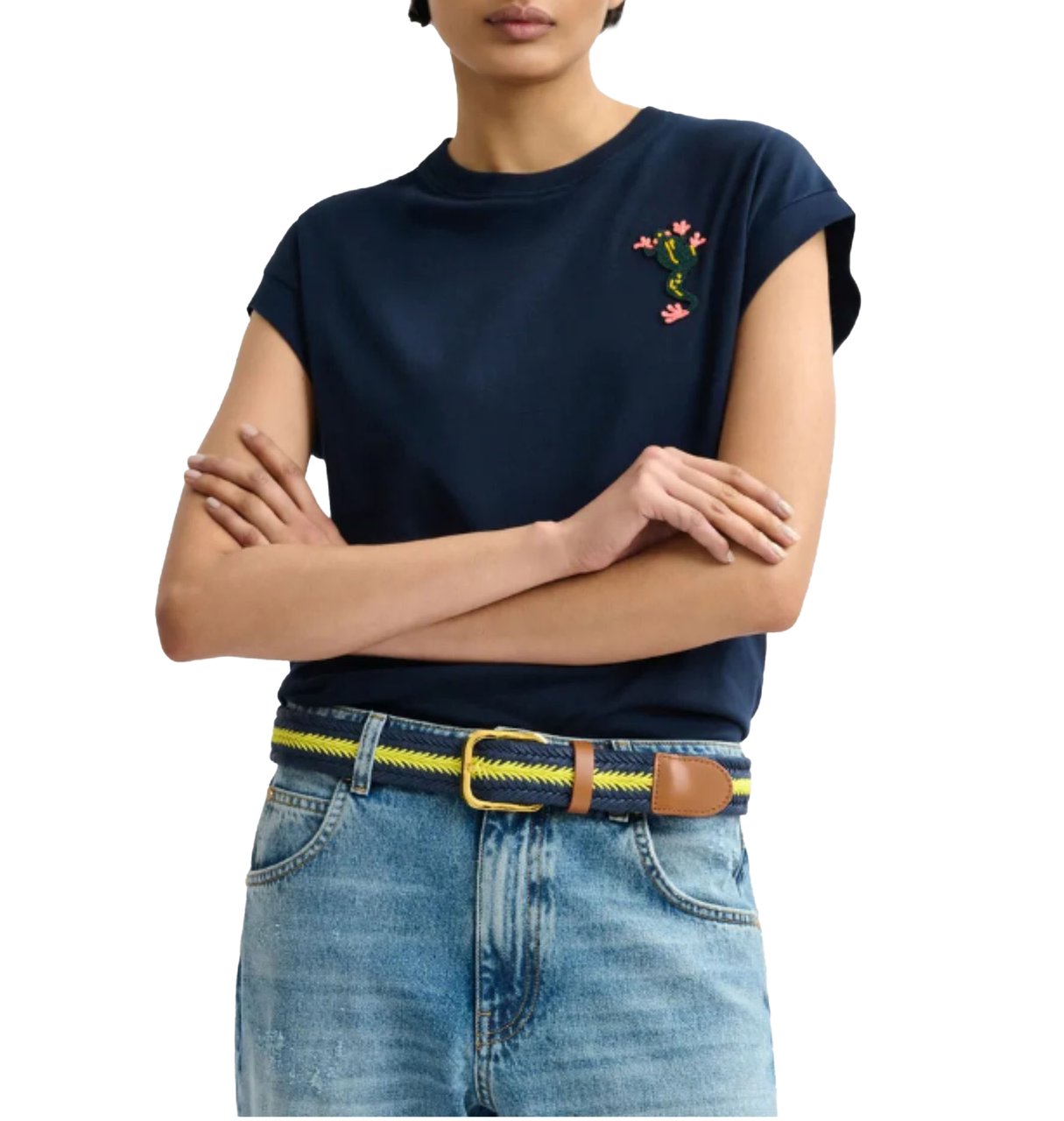 Essentiel Antwerp Essentiel Antwerp Embroidered T-shirt T-shirts Donkerblauw Jungala Blauw