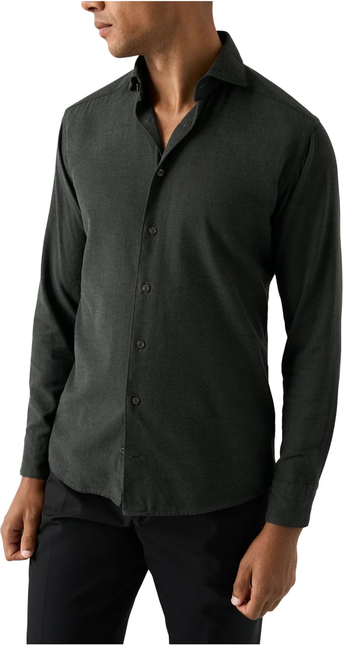 Eton Eton Flannel Shirt Lange Mouw Overhemden Donkergroen 100012050 Groen
