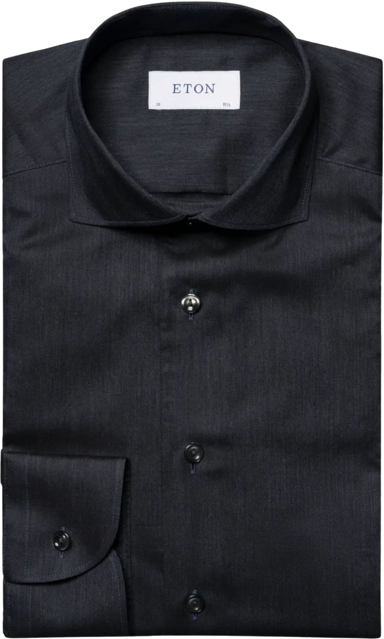 Eton Eton Herringbone Wrinkle Free Flannel Shirt Lange Mouw Overhemden Donkerblauw 100012184 Blauw