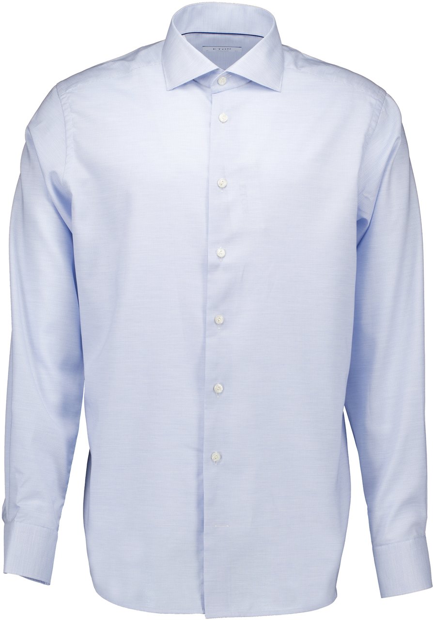 Eton Eton Twill Lange Mouw Overhemden Lichtblauw 100012258 Blauw