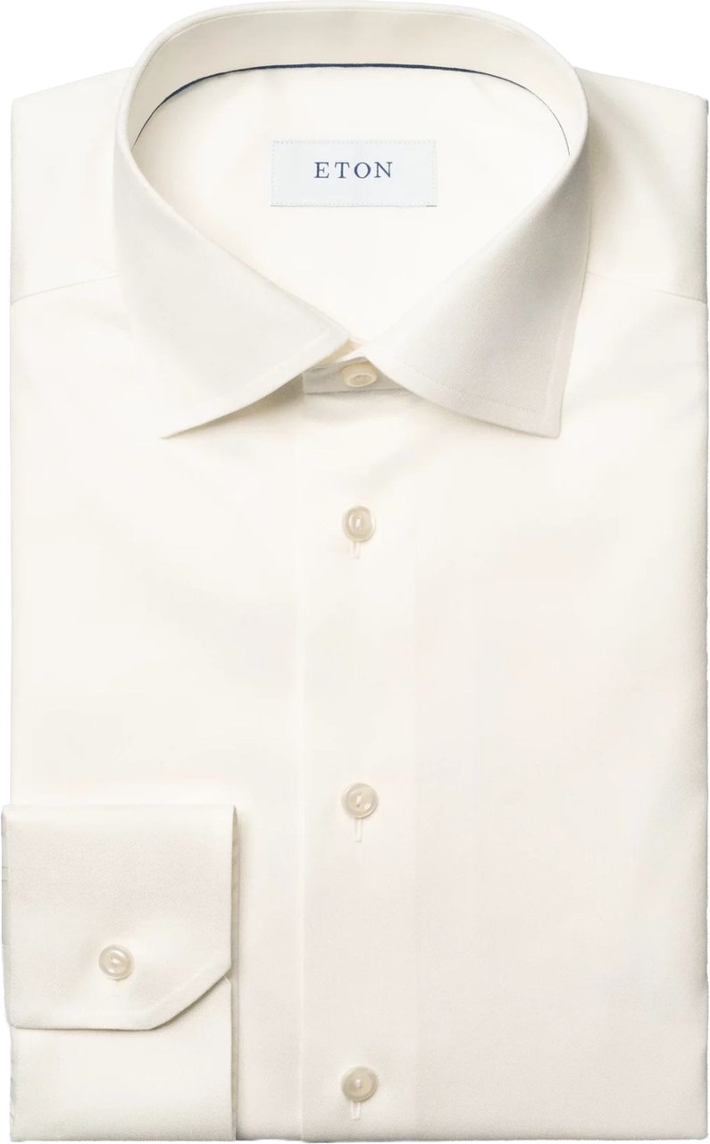 Eton Eton Solid Signature Twill Shirt Lange Mouw Overhemden Ecru 100012342 Wit