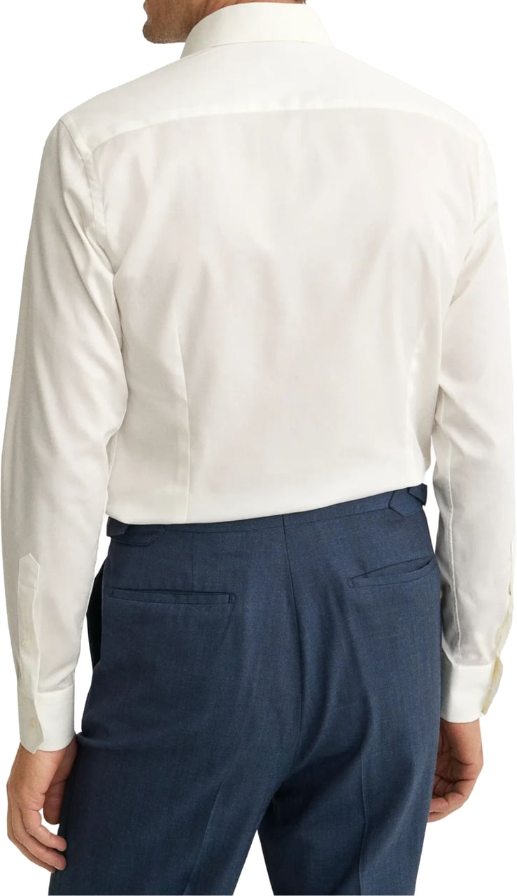 Eton Eton Solid Signature Twill Shirt Lange Mouw Overhemden Ecru 100012342 Wit
