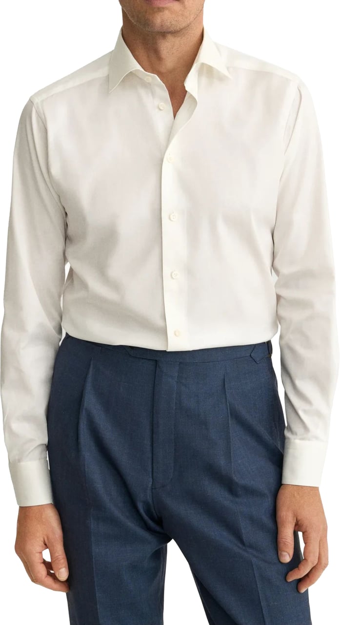 Eton Eton Solid Signature Twill Shirt Lange Mouw Overhemden Ecru 100012342 Wit