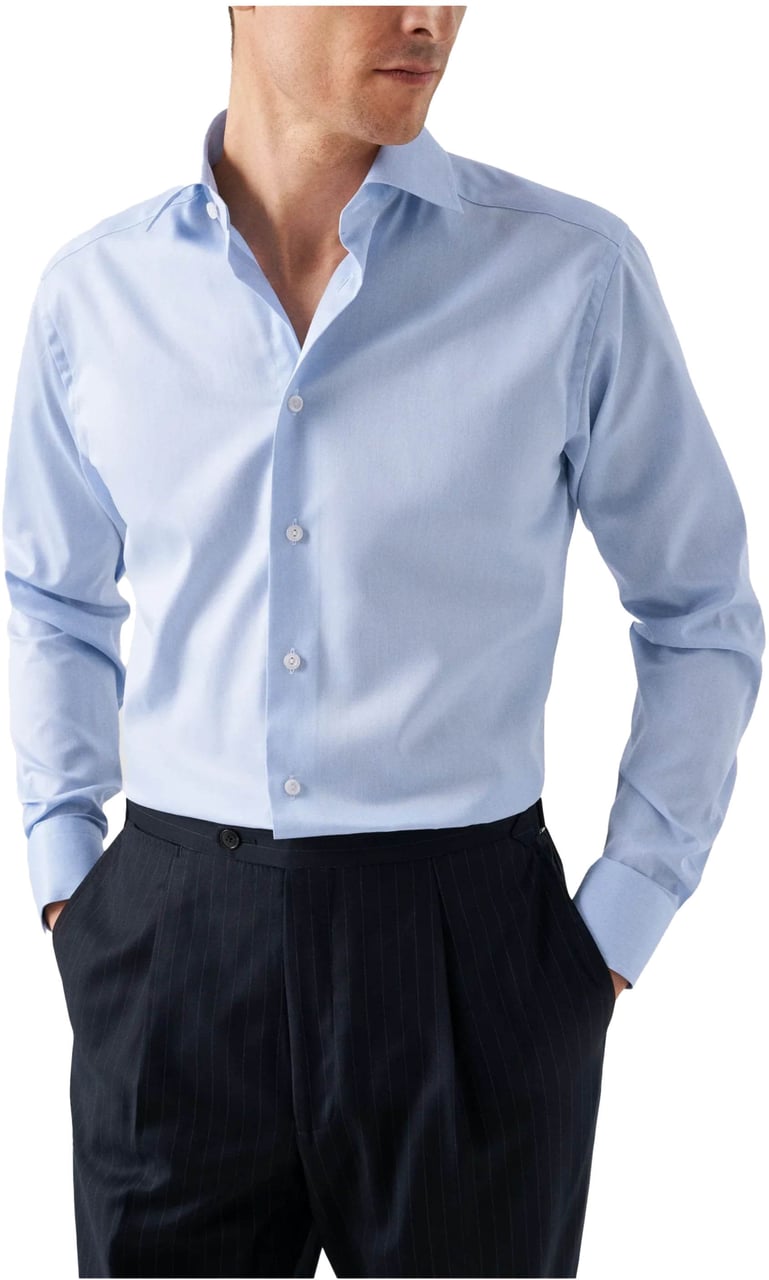 Eton Eton Solid Signature Twill Shirt Lange Mouw Overhemden Lichtblauw 100012342 Blauw