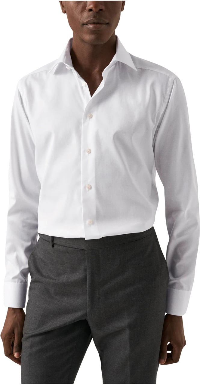 Eton Eton Solid Signature Twill Shirt Lange Mouw Overhemden Wit 100012342 Wit