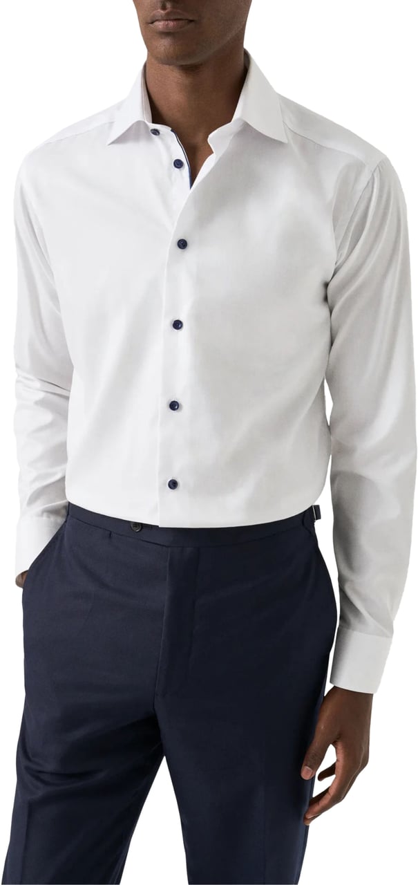 Eton Eton Navy Details Signature Twill Shirt  Wit 100012358 Wit